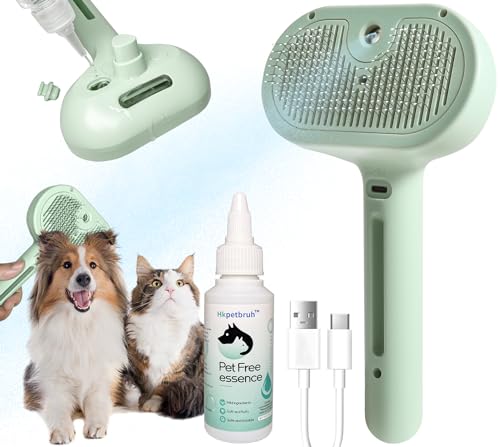 Spray Cat Brush for Shedding Green