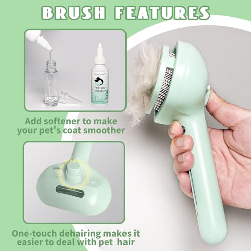 Spray Cat Brush for Shedding Green