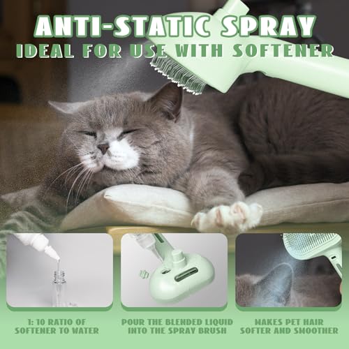 Spray Cat Brush for Shedding Green