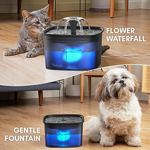 Pet Water Fountain Vivid Blue Mini 67oz Plastic