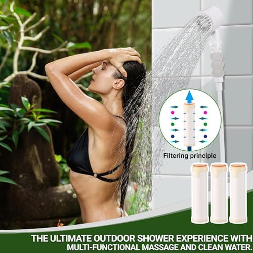 Upgrade Portable Camping Shower Black White