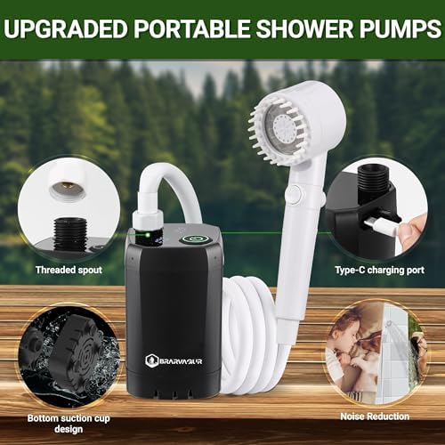 Upgrade Portable Camping Shower Black White