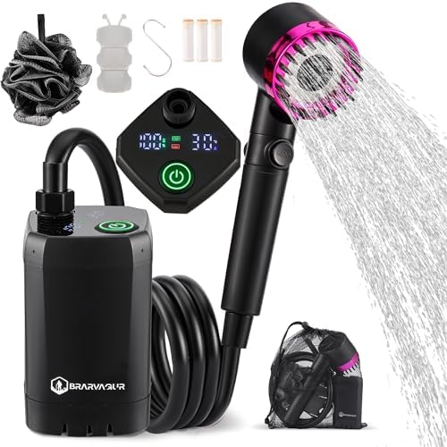 Upgrade Portable Camping Shower Black White