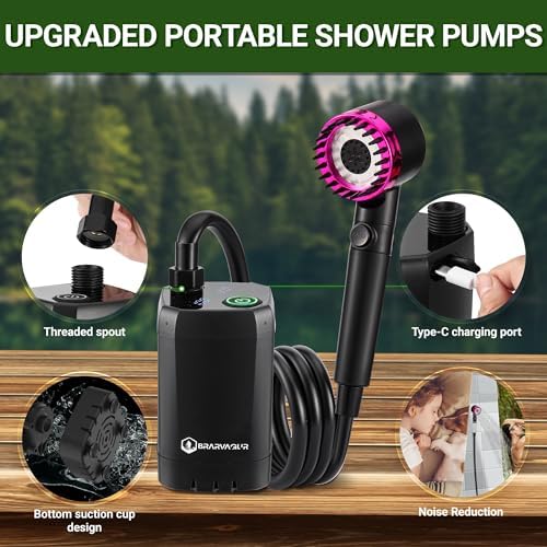 Upgrade Portable Camping Shower Black White