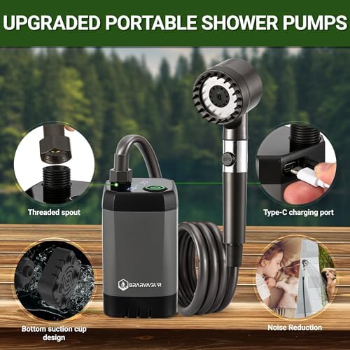 Upgrade Portable Camping Shower Black White