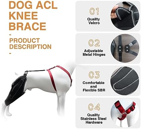 Dog ACL Knee Brace Medium Red Ribbon