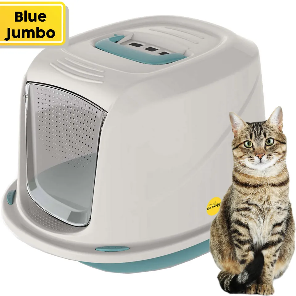 Cat Hooded Litter Tray Blue Medium